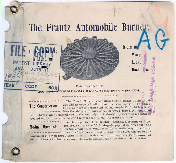 Franz Automobile Burner Brochure